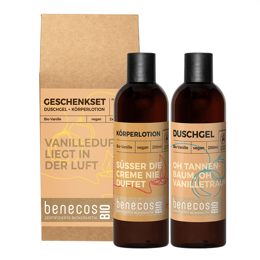 benecosBIO Pflegeset Winteredition Bio-Vanille VANILLEDUFT LIEGT IN DER LUFT, Duschgel &amp; Bodylotion